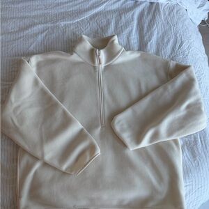 Aritzia butter  Cream polartec fleece Half-Zip Sweater